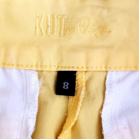 Kut from the Kloth Bright Yellow Size 8 Crop Trouser Cotton Stretch Chino Pants - Picture 3 of 12